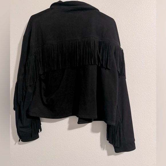 Black suede fringe jacket - Picture 2 of 2